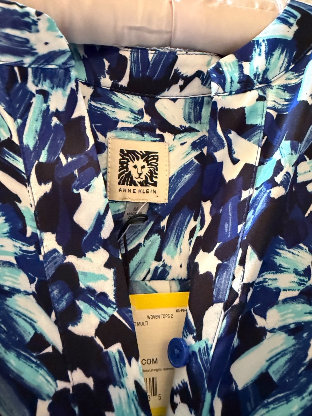 Anne Klein long sleeve split-neck blue